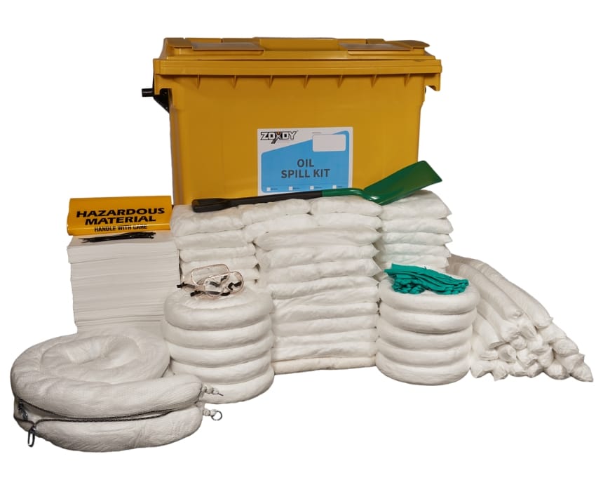 660 Liter Oil Spill Kit in Four Wheeled Bin