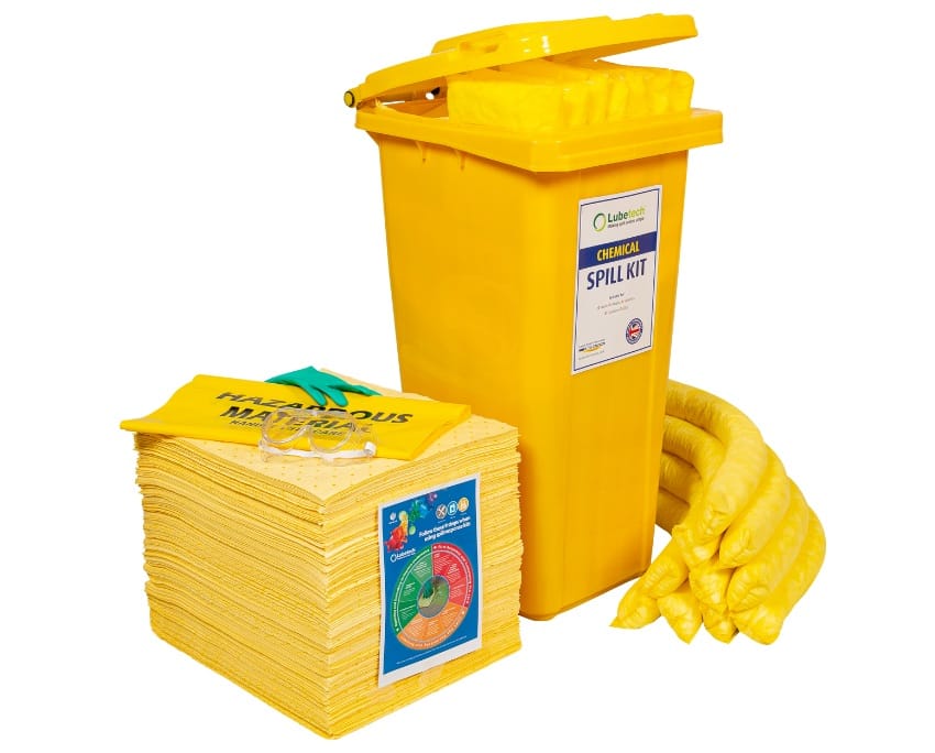 Lubetech Chemical Spill Kit in Wheelie Bin, 120 Liter