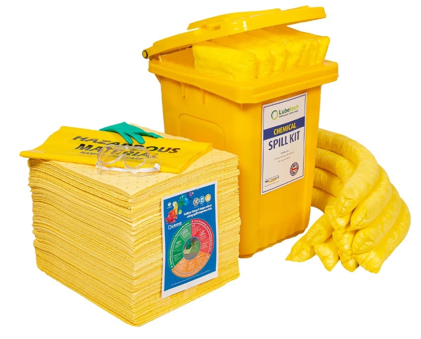 Lubetech Chemical Spill Kit in Wheelie Bin, 80 Liter