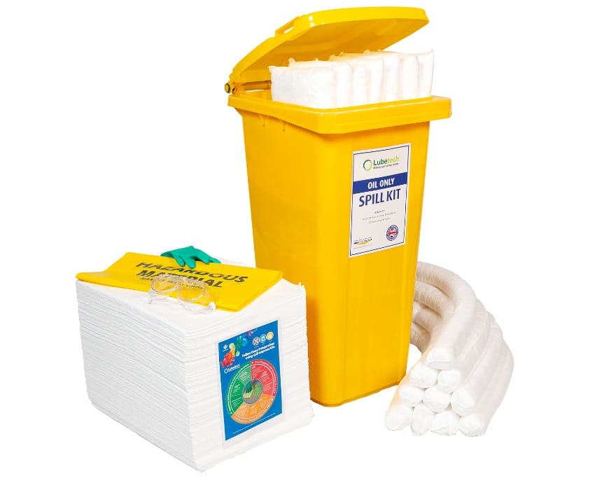 Lubetech Oil Spill Kit in Wheelie Bin, 120 Liter