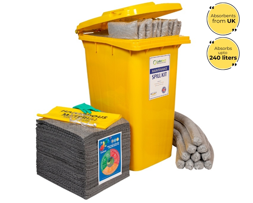 Lubetech Universal Spill Kit in Wheelie Bin, 240 Liter